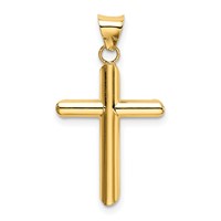 14K Yellow Gold Polished Tube Cross Pendant view 3