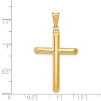 14K Yellow Gold Polished Tube Cross Pendant view 3