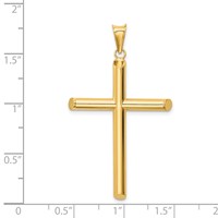 14K Polished Tube Cross Pendant view 3