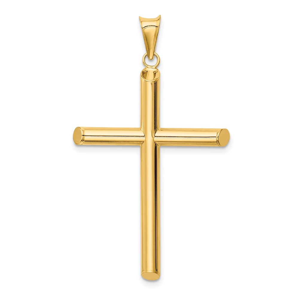 14K Polished Tube Cross Pendant