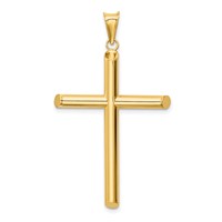 14K Polished Tube Cross Pendant view 1