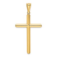 14K Yellow Gold Polished Tube Cross Pendant view 3