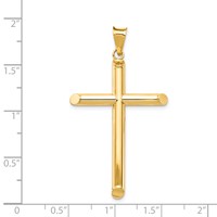 14K Yellow Gold Polished Tube Cross Pendant view 4