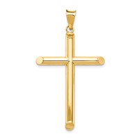 14K Yellow Gold Polished Tube Cross Pendant view 1