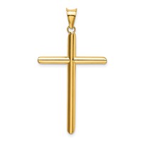 14K Yellow Gold Polished Tube Cross Pendant view 3