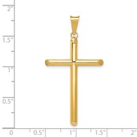 14K Yellow Gold Polished Tube Cross Pendant view 4