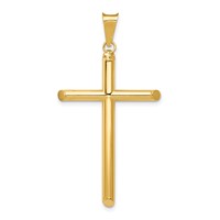 14K Yellow Gold Polished Tube Cross Pendant view 1