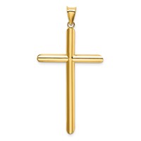 14K Yellow Gold Polished Tube Cross Pendant view 3
