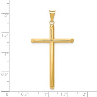 14K Yellow Gold Polished Tube Cross Pendant view 4