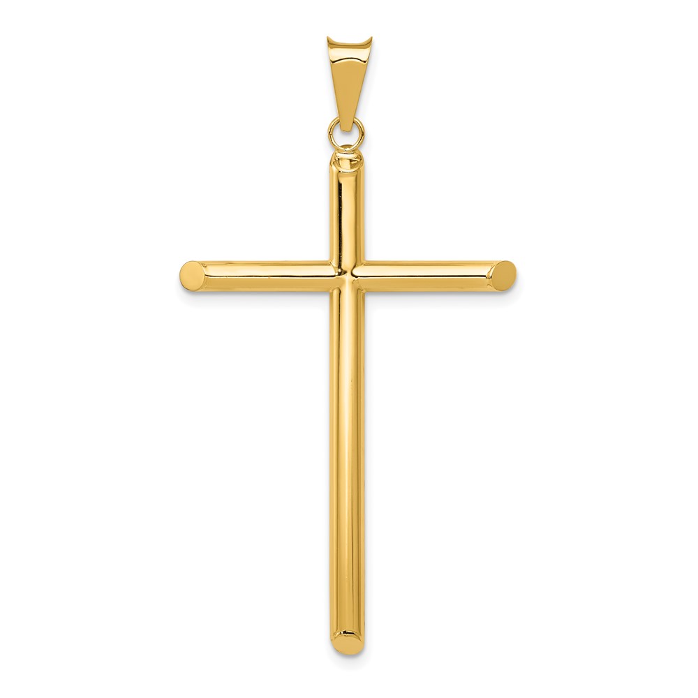 14K Yellow Gold Polished Tube Cross Pendant