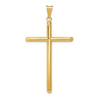 14K Yellow Gold Polished Tube Cross Pendant view 1