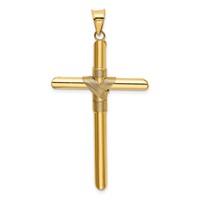 14K Yellow Gold Polished Pendant with Center Wrap Tube Cross view 3