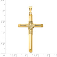 14K Yellow Gold Polished Pendant with Center Wrap Tube Cross view 4