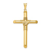14K Yellow Gold Polished Pendant with Center Wrap Tube Cross view 1