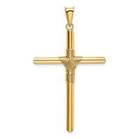 14K Polished with Center Wrap Tube Cross Pendant view 3
