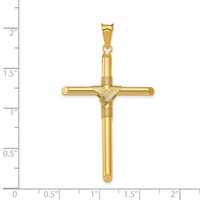 14K Polished with Center Wrap Tube Cross Pendant view 4