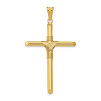 14K Polished with Center Wrap Tube Cross Pendant view 1
