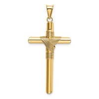 14K Yellow Gold Polished Pendant with Center Wrap Tube Cross view 3