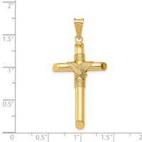 14K Yellow Gold Polished Pendant with Center Wrap Tube Cross view 4