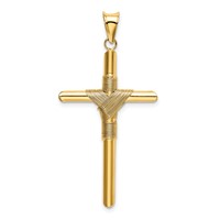 14K Yellow Gold Polished Pendant with Center Wrap Tube Cross view 3