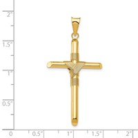 14K Yellow Gold Polished Pendant with Center Wrap Tube Cross view 4