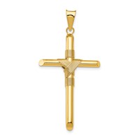 14K Yellow Gold Polished Pendant with Center Wrap Tube Cross view 1