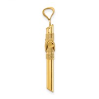 14K Yellow Gold Polished Pendant with Center Wrap Tube Cross view 2