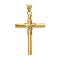 14K Yellow Gold Polished Pendant with Center Wrap Tube Cross view 4