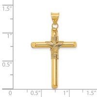 14K Yellow Gold Polished Pendant with Center Wrap Tube Cross view 3