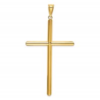 14K Yellow Gold Extra Large Polished Tube Cross Pendant view 3