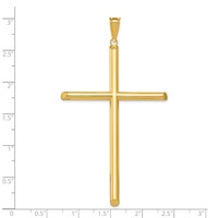 14K Yellow Gold Extra Large Polished Tube Cross Pendant view 4