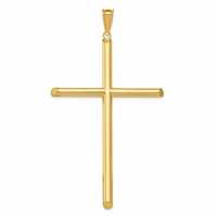 14K Yellow Gold Extra Large Polished Tube Cross Pendant view 1