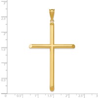 14K Yellow Gold Large Polished Tube Cross Pendant view 4