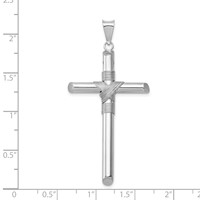 14K White Gold Pendant with Center Wrap Tube Cross view 4