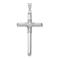 14K White Gold Pendant with Center Wrap Tube Cross view 1