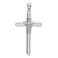 14K White Gold Pendant with Center Wrap Tube Cross view 3