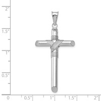 14K White Gold Pendant with Center Wrap Tube Cross view 4