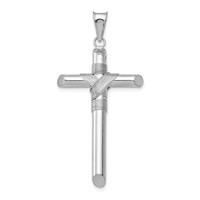 14K White Gold Pendant with Center Wrap Tube Cross view 1