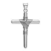 14K White Gold Pendant with Center Wrap Tube Cross view 3