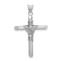 14K White Gold Pendant with Center Wrap Tube Cross view 1