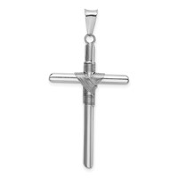 14K White Gold Pendant with Center Wrap Tube Cross view 3