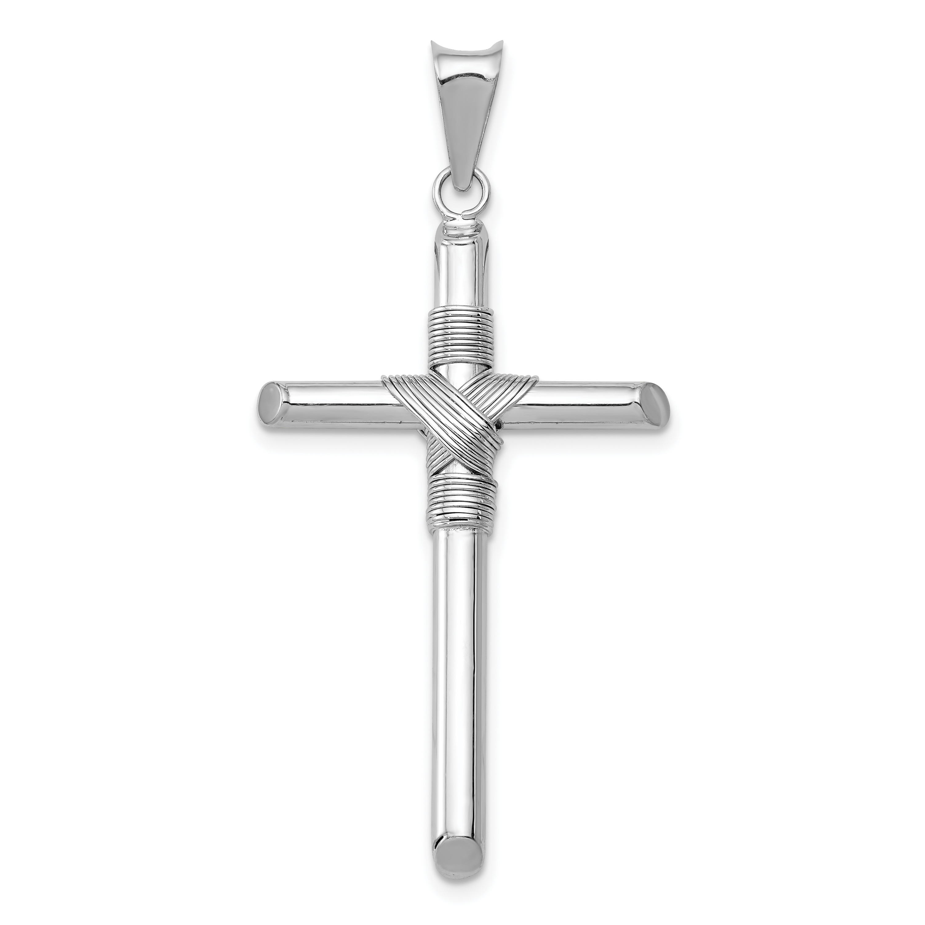 14K Gold with Center Wrap Tube Cross Pendant K6198
