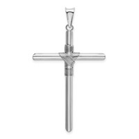 14K White Gold Pendant with Center Wrap Tube Cross view 3