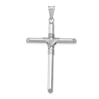 14K White Gold Pendant with Center Wrap Tube Cross view 1