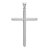 14K White Gold Polished Tube Cross Pendant view 3