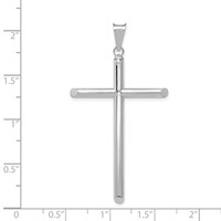 14K White Gold Polished Tube Cross Pendant view 2