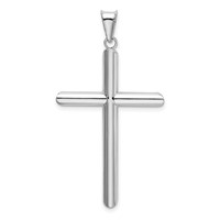 14K White Gold Polished Tube Cross Pendant view 3