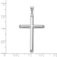 14K White Gold Polished Tube Cross Pendant view 4