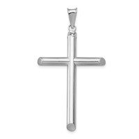 14K White Gold Polished Tube Cross Pendant view 1