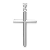 14K White Gold Polished Tube Cross Pendant view 3